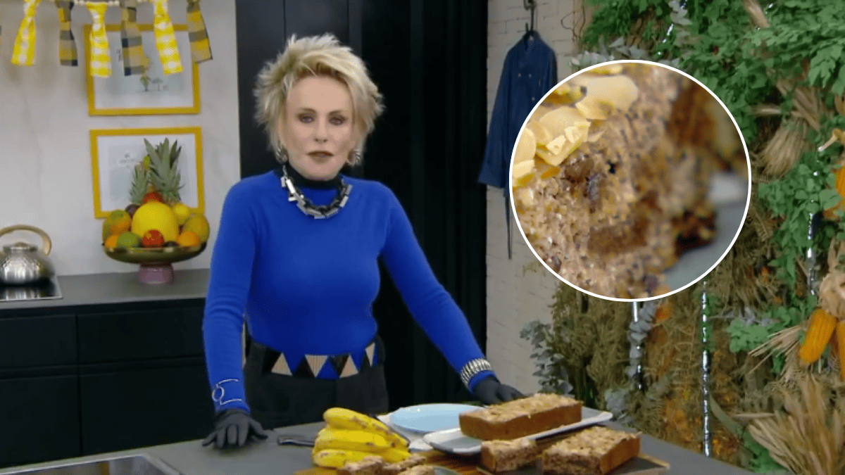 Ana Maria Braga apresenta bolo de banana sem glúten e sem açúcar no programa Mais Você.