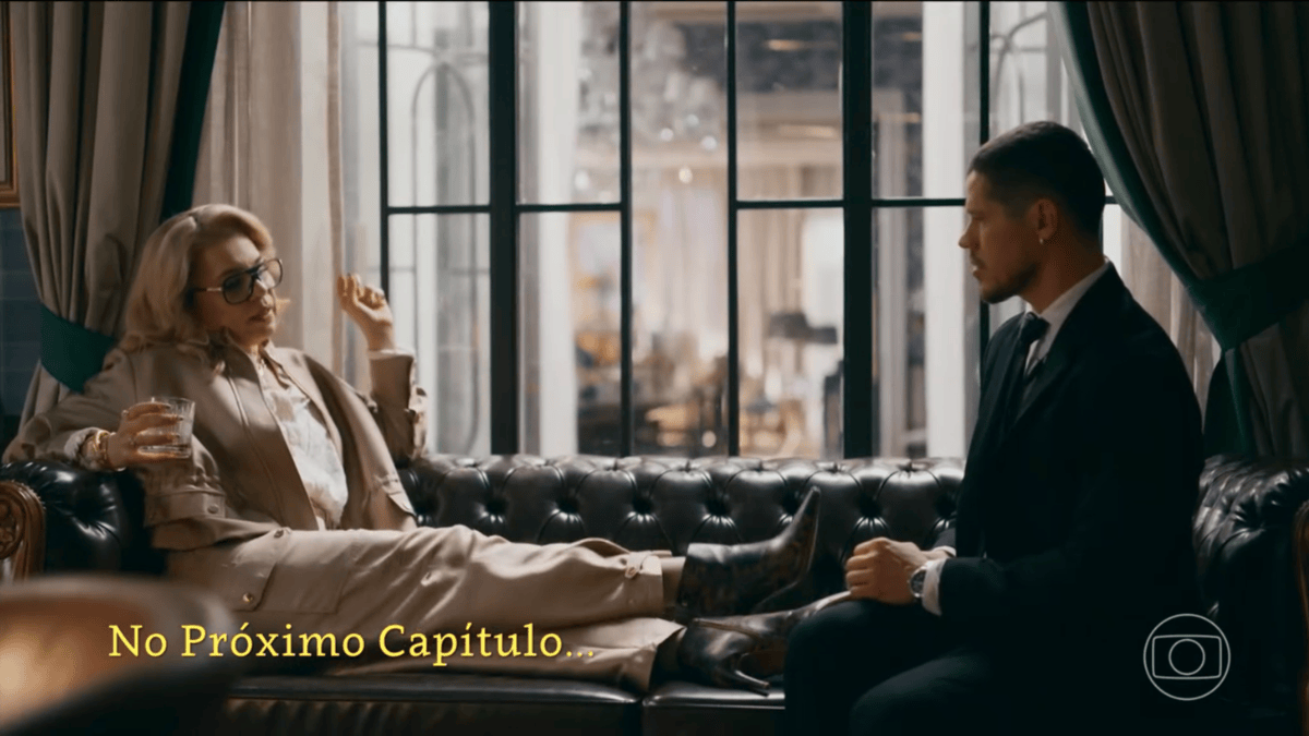 Pilar (Isabel Teixeira) e Iuri (José Loreto) em cena da novela das nove da TV Globo