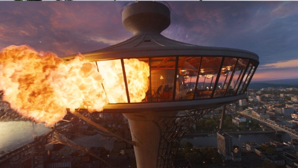 Curiosamente, esse foi um tema explorado no filme de terror recente Premonição Bloodlines, em que o movimento das pessoas foi responsável pela queda de um restaurante suspenso, o Skyview (Foto: Divulgação / IMDb)
