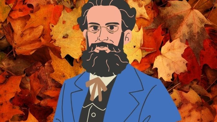 Retrato em preto e branco do escritor brasileiro Machado de Assis, de barba e óculos