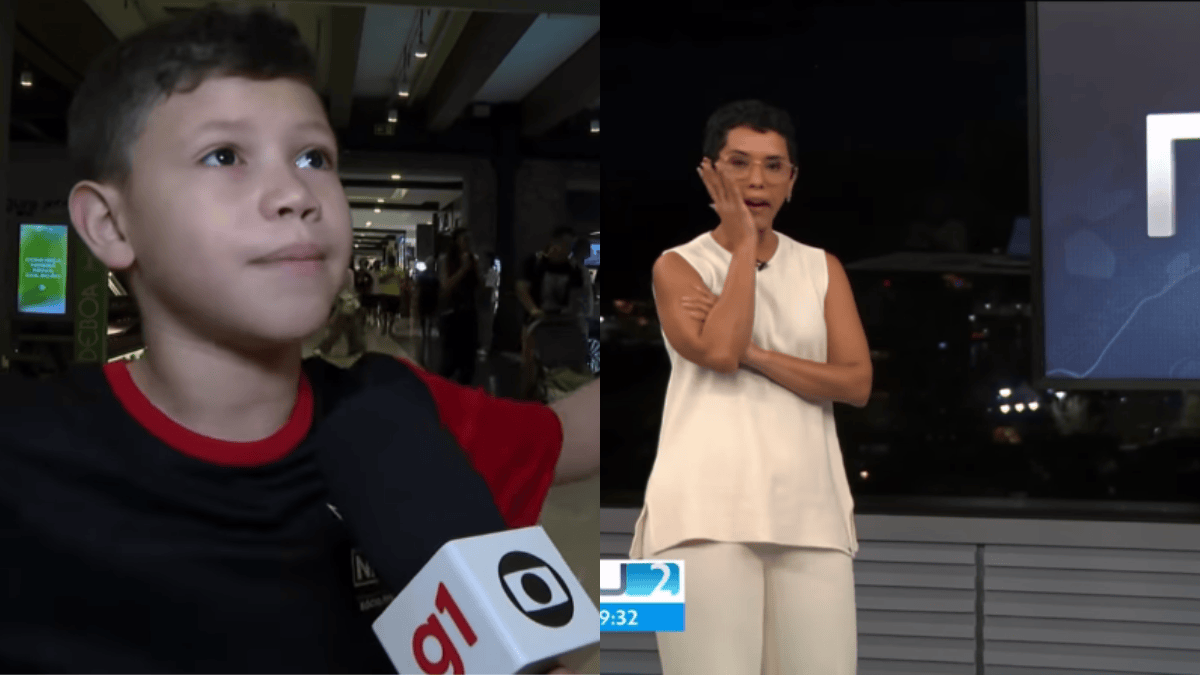 Menino de 8 anos aborda repórter da Globo, pede para mandar recado de Dia dos Pais e emociona jornalista ao vivo