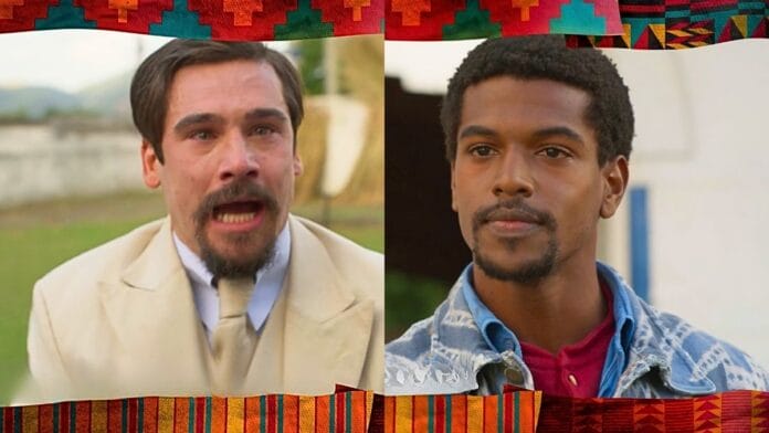 Mirinho (Nicolas Prattes) e Tonho (Ronald Sotto) em cena de A Nobreza do Amor, novela das seis da TV Globo