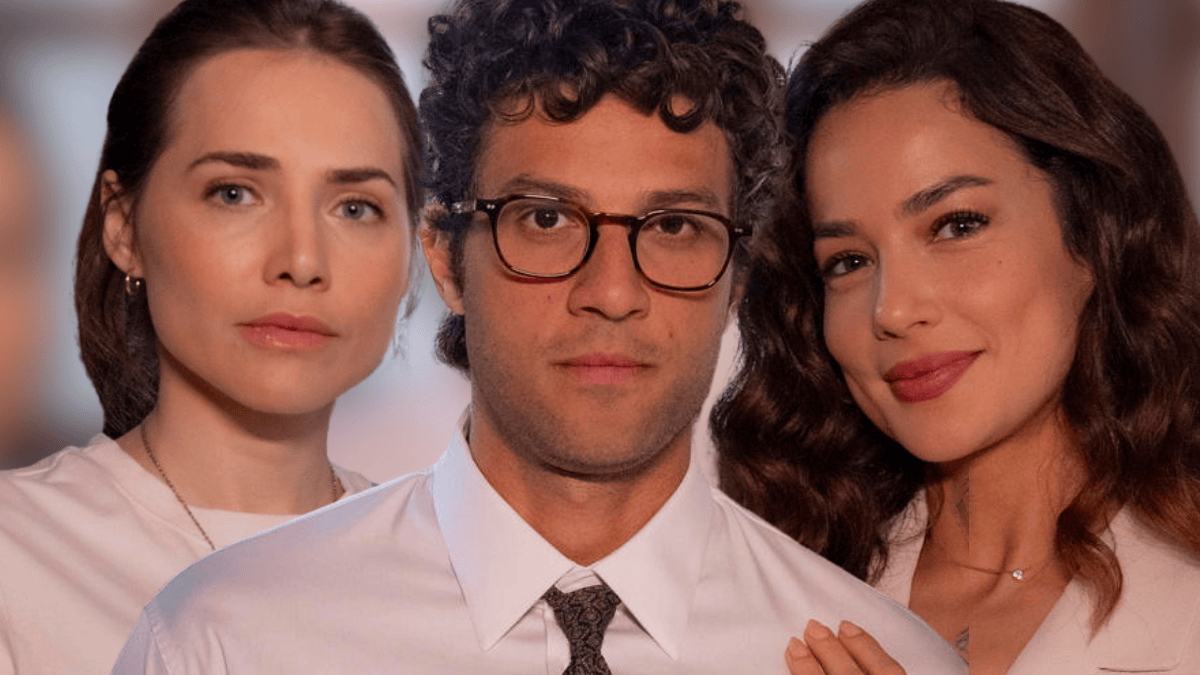 Adriana (Leticia Colin), Pedro (Chay Suede) e Bruna (Nanda Marques) em cena de Quem Ama cuida novela das novel da Tv Globo