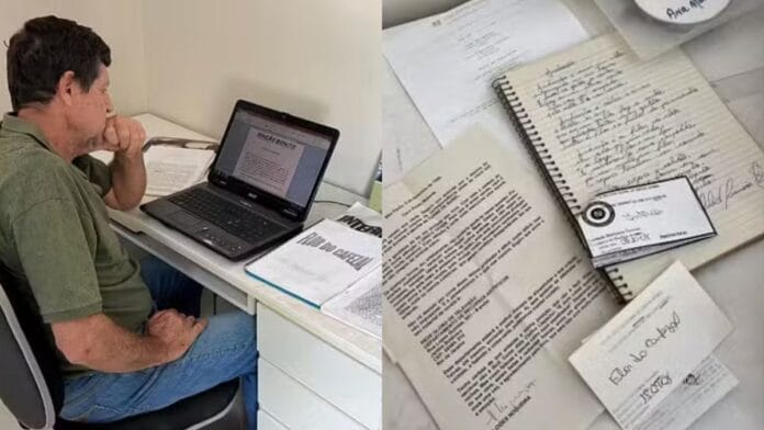 Paulo Guimarães Alves reúne no computador e no papel parte das histórias que escreveu ao longo de décadas em busca de uma oportunidade na dramaturgia (Foto: Arquivo Pessoal/Divulgação)
