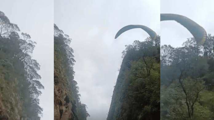 acidente com paramotor na Serra do Corvo Branco