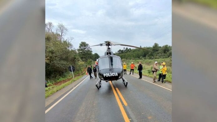 Aeronave do SAERFRON transportou uma das vítimas após estabilização e transfusão de sangue na rodovia