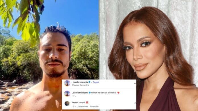 Anitta deixa comentário descontraído em publicação de Danilo Mesquita durante gravações de nova novela da Globo