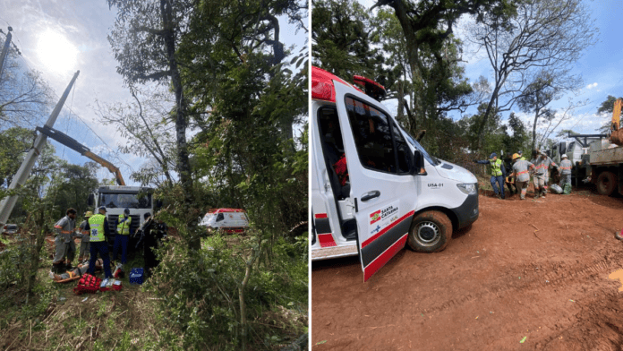 Choque de alta tensão deixa jovem inconsciente e outro homem queimado em SC