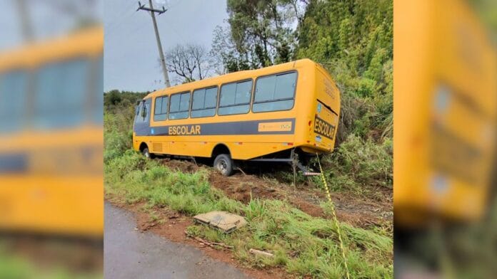 Colisão entre duas carretas e um ônibus escolar mobilizou equipes terrestres e aéreas na SC-350, próximo a Salto Veloso
