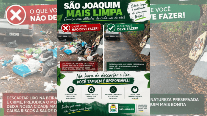 imagem que mostra arte publicada nas redes sociais sobre o descarte correto de lixo
