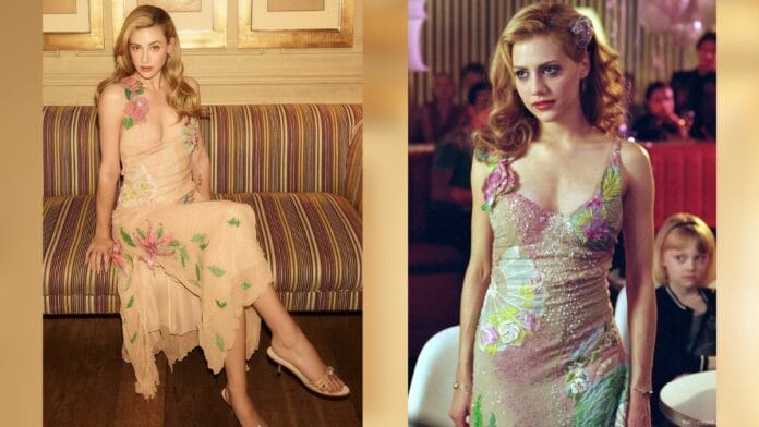 vestido bege florido