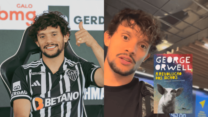 Gustavo Scarpa iniciou um canal de literatura (Foto: Pedro Souza, Galo | Reprodução, Instagram, @gabsfutebolclube)
