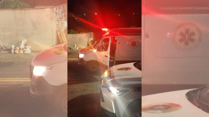 ambulância e viatura no bairro Flor da Serra, em Joaçaba