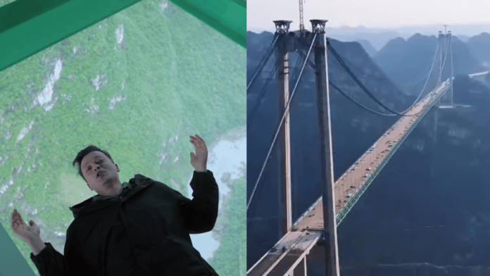 Ponte mais alta do mundo tem 625 metros, chão de vidro, elevador panorâmico e vira cenário de lives de influenciadores