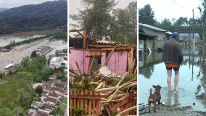 Primeiros efeitos do El Niño tiram centenas de pessoas de casa e chuva supera média histórica em SC