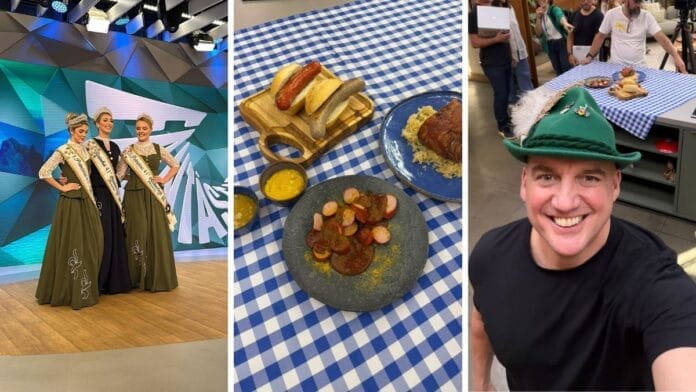 Rainha, princesas e chef alemão levam Oktoberfest Blumenau ao “É de Casa” com direito ao famoso joelho de porco