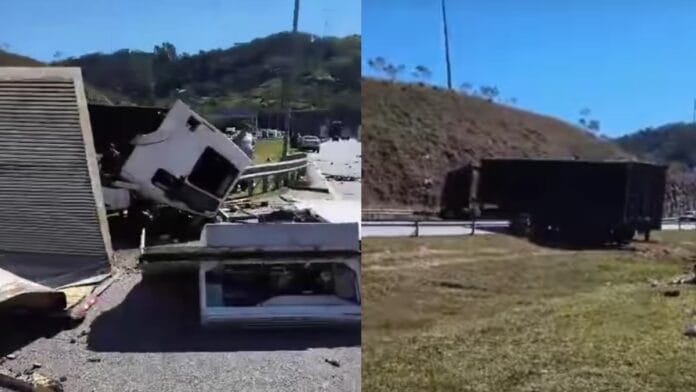 Motorista de caminhão morre em grave acidente e BR-101 fica completamente interditada nesta sexta