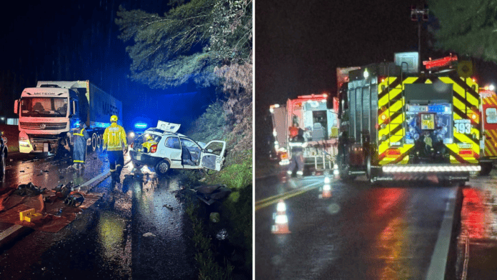 Acidente aconteceu em Brunópolis, na Serra catarinense (Foto: CBMSC, Divulgação)