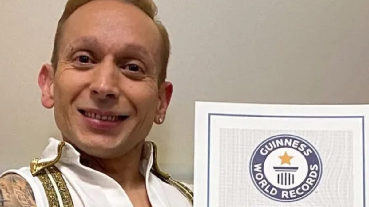 Acrobata brasileiro Alan Silva conquistou o recorde mundial após completar 164 giros em um minuto (Foto: Divulgação)