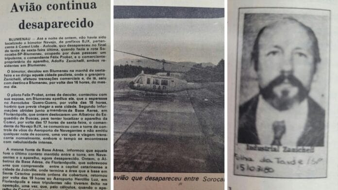 O mistério do avião com empresário de SC que desapareceu há 46 anos sem deixar vestígios