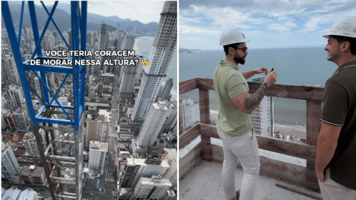 “Tem que gostar de aventura”: corretor revela vista deslumbrante do 44º andar de prédio em endereço nobre do metro quadrado mais caro de SC