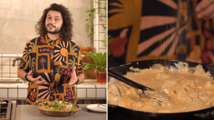 Mohamad Hindi ensina refeição completa por R$ 5,48 por pessoa: estrogonofe acompanha arroz feito com os ossos do frango