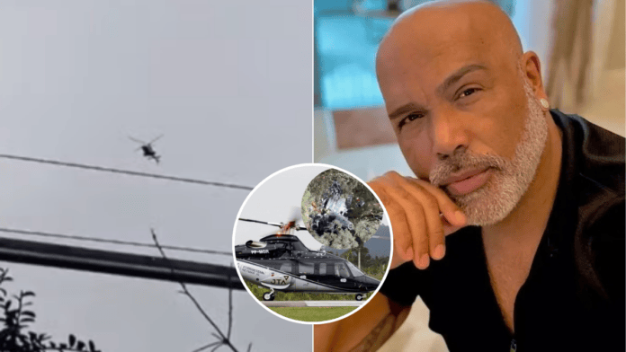 Helicóptero foi visto por moradores da Serra catarinense (Foto: TV Globo, Reprodução)