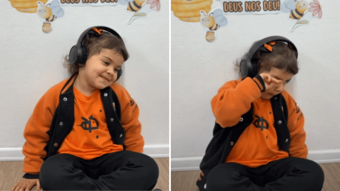 “Você é minha vida, meu amor e meu coração”: Menina segura as lágrimas ao ouvir áudio da família durante atividade escolar