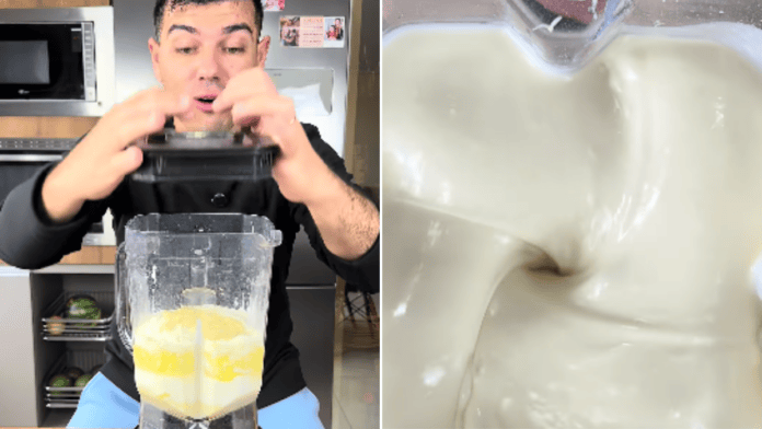 Misture suco de limão, chocolate branco e creme de leite no liquidificador para fazer uma mousse trufada perfeita para a sobremesa