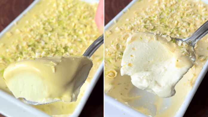 Misture suco de limão, chocolate branco e creme de leite no liquidificador para fazer uma mousse trufada perfeita para a sobremesa