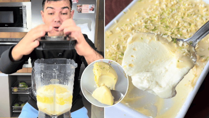 Misture suco de limão, chocolate branco e creme de leite no liquidificador para fazer uma mousse trufada perfeita para a sobremesa