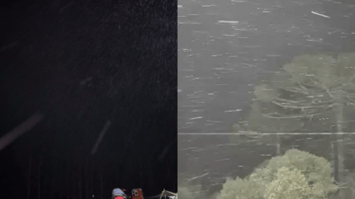 Neve e chuva congelada chegaram com força em SC (Foto: Destino da Kar, Reprodução)