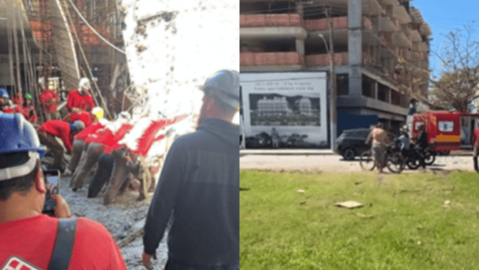Prédio está em construção (Foto: NSC TV, Reprodução)