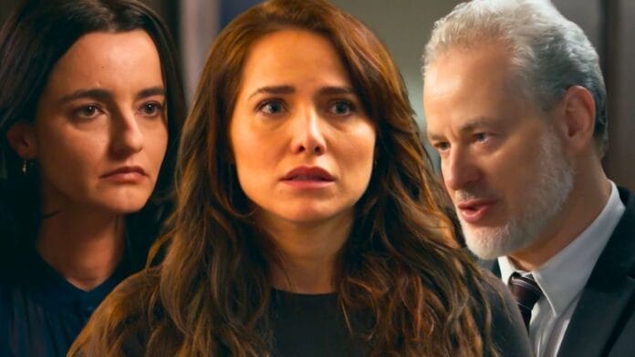 Adriana (Leticia Colin), Ademir (Dan Stulbach) e Suely (Julia Stockler) em cena de Quem Ama Cuida, novela das nove da TV Globo