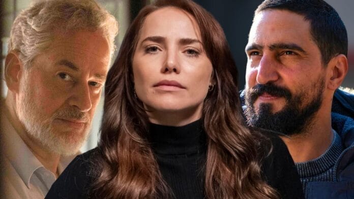 Ademir (Dan Stulbach), Adriana (Leticia Colin) e Heitor (Renato Góes) em cena de Quem Ama Cuida, novela das nove da TV Globo