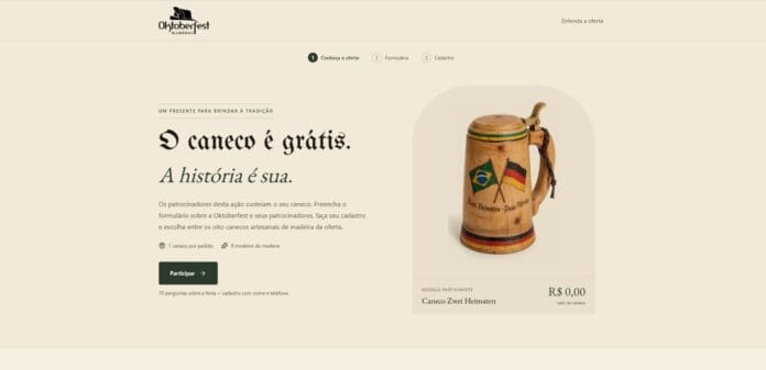 Site falso da Oktoberfest Blumenau promete caneco grátis em troca de dados pessoais