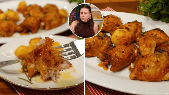 Sobrecoxa com batatas no forno
