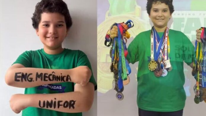 Menino baiano de 10 anos fica em 3º lugar em Engenharia Mecânica e já soma mais de 150 medalhas conquistadas