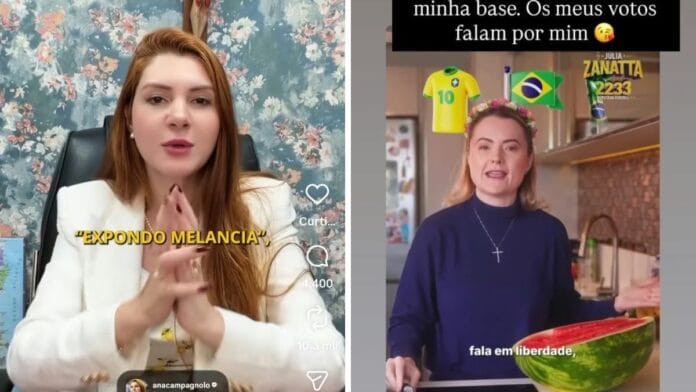 Júlia Zanatta e Ana Campagnolo trocam farpas sobre “guerra das melancias” na direita de SC; entenda
