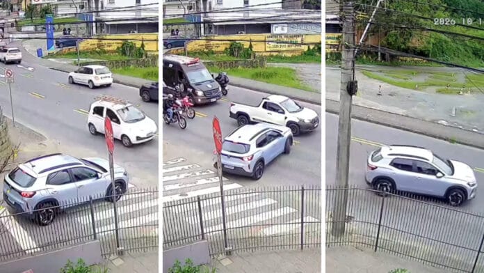Motorista “espertinho” ganha lição de moral no trânsito em Blumenau com direito até a viatura da polícia