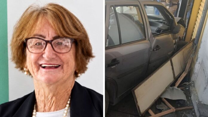 Idosa de 75 anos morre após ser atropelada por carro sem controle e arremessada em fachada de loja em SC
