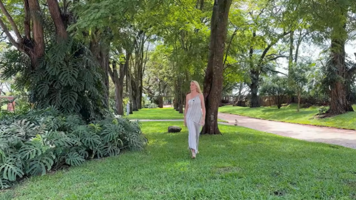 Fazenda de apresentadora tem jardim de 6.500 m², com 15 mil placas de grama, quase mil mudas e ninho de beija-flor com filhote