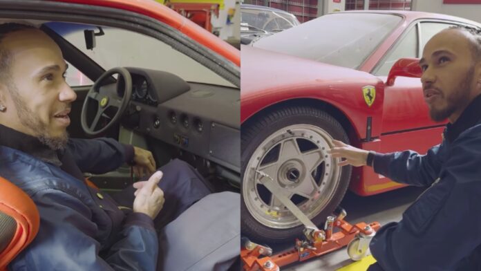 Lewis Hamilton mostra bastidores da reforma de sua Ferrari F40 de 35 anos com apenas 69 quilômetros: “meu sonho ter esse carro desde criança”