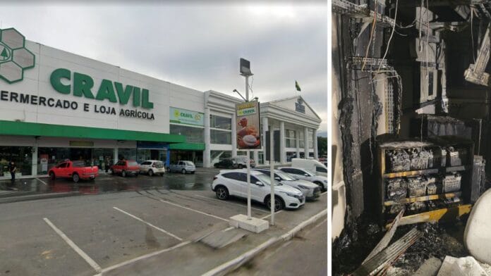 Fumaça de incêndio invade Havan após fogo atingir supermercado em SC