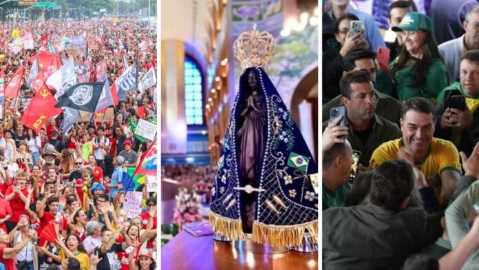 Ato em Copacabana, missas em celebração a Nossa Senhora e visita de Flávio a Jair Bolsonaro marcam início da penúltima semana de campanha (Fotos: Tomaz Silva, Agência Brasil / Arquivo NSC / Patrick Rodrigues, NSC Total)