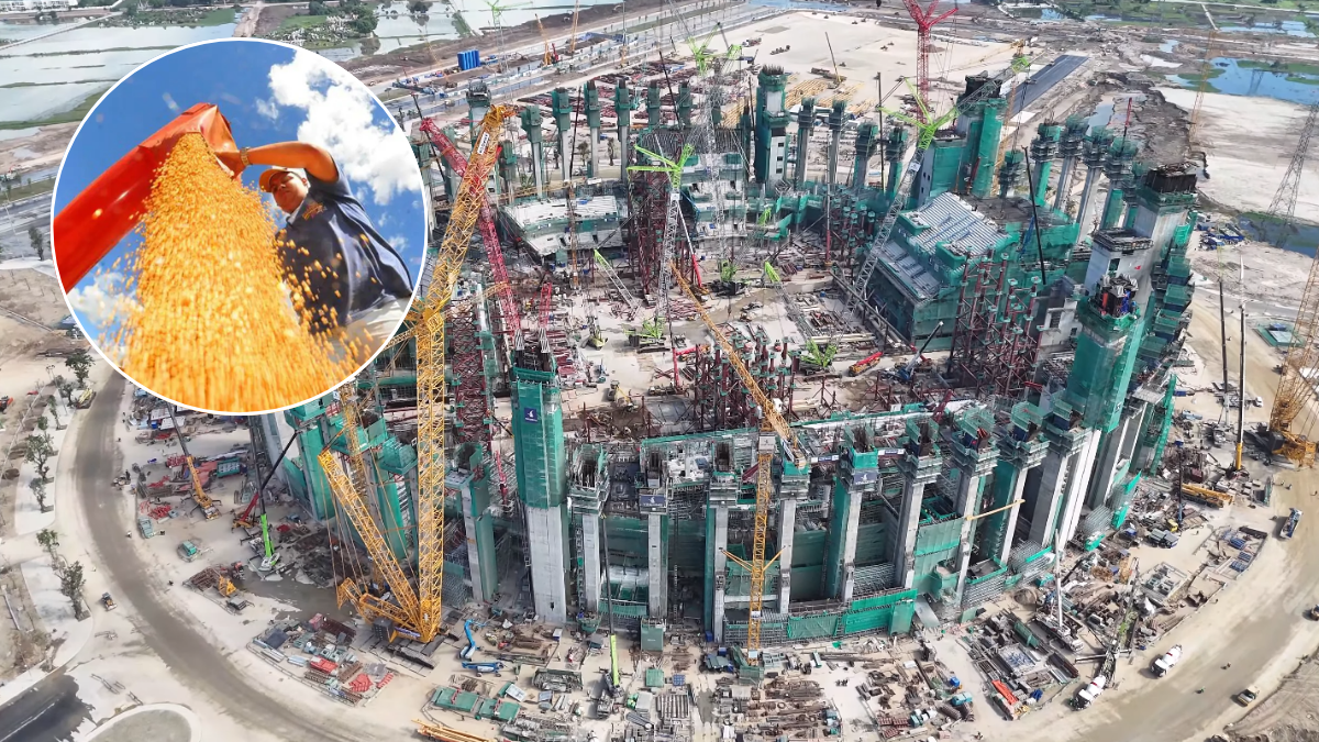 Atualização: País comunista parceiro do milho brasileiro avança em obras do maior estádio do mundo com torres de 80 metros