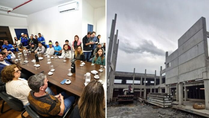 Trabalhadores de construtora com R$ 97 milhões em contratos de creches de Joinville saem de reunião sem prazo para receber salários