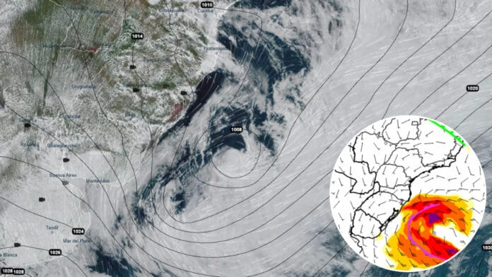 Imagens de satélite mostram ciclone no oceano que impulsiona frio atípico no Brasil