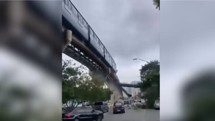 Guindaste caído em monotrilho em São Paulo