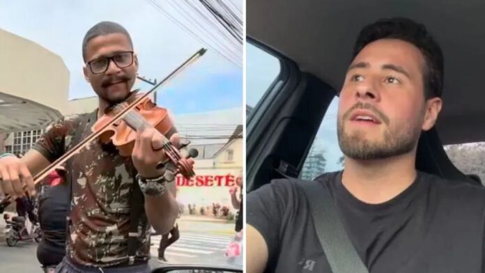 Violinista e professor de alemão: músico encanta motorista e viraliza em semáforo de Joinville